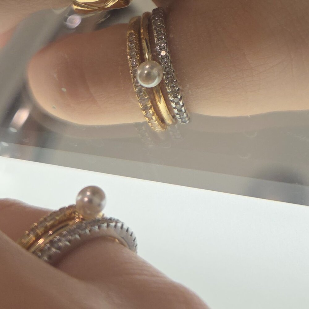 gold and silver ring set